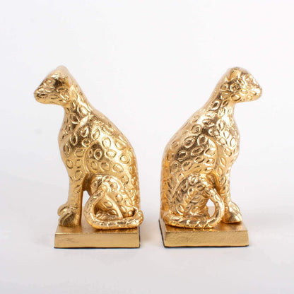 Gold Leopard Bookend Set - Sorelle Gifts