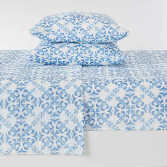 4-Piece Printed Plush Sheet - Velvet Luxe Lattice Collection