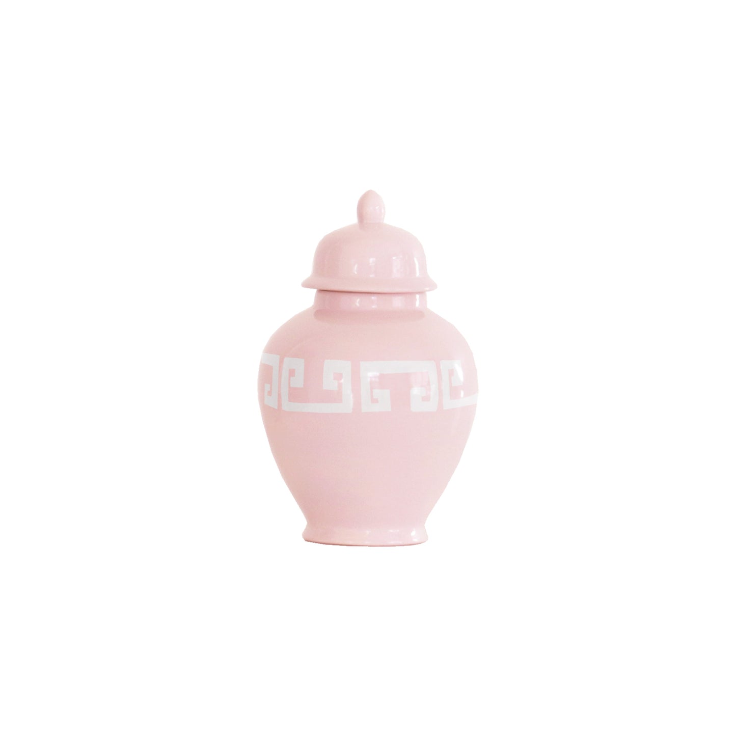 Cherry Blossom Pink Greek Key Ginger Jars