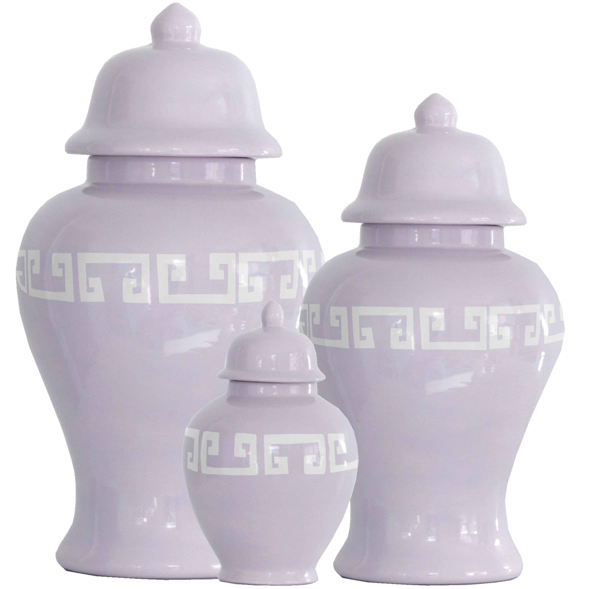 Light Lavender Greek Key Ginger Jars