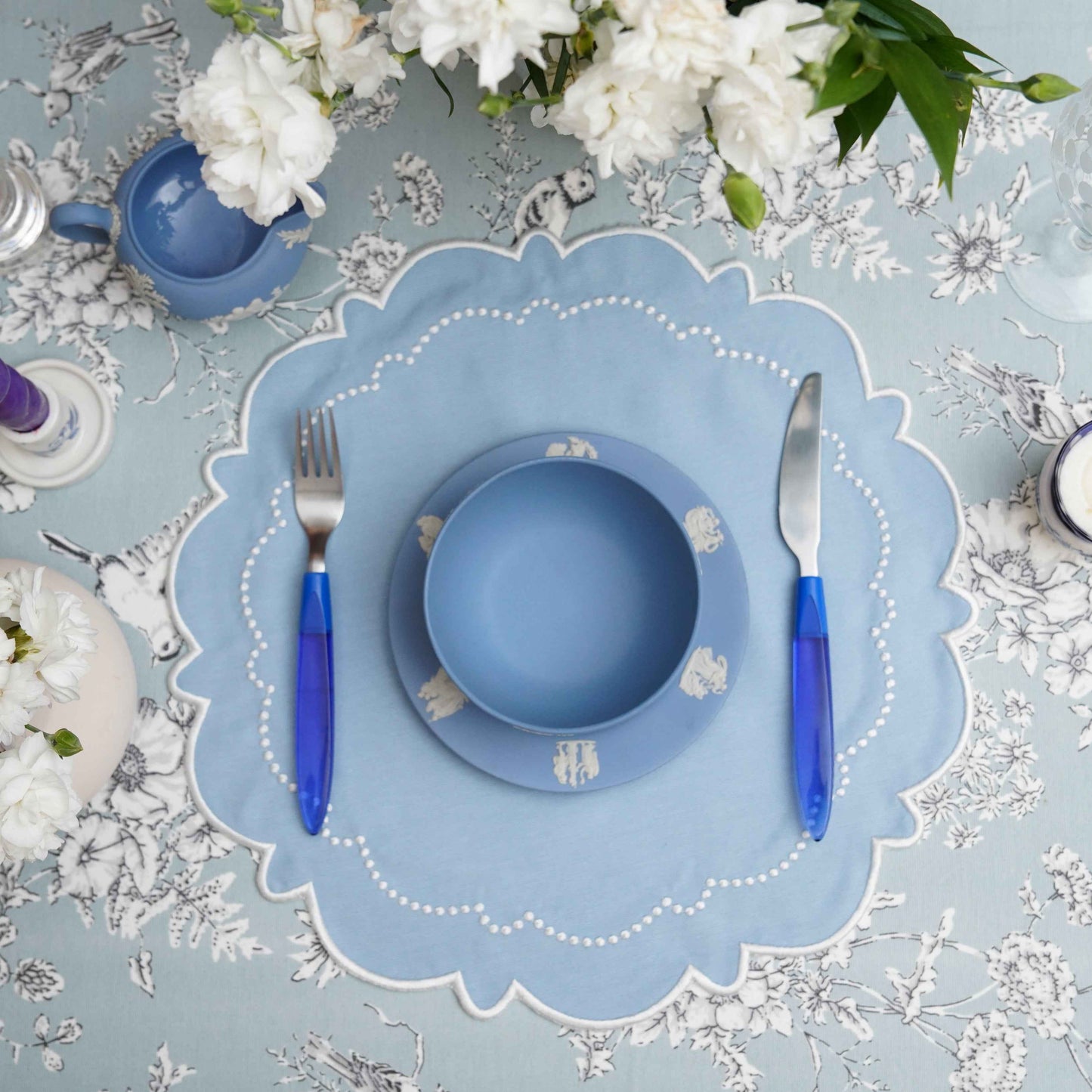 HARMONY BLUE ROUND FABRIC PLACEMAT