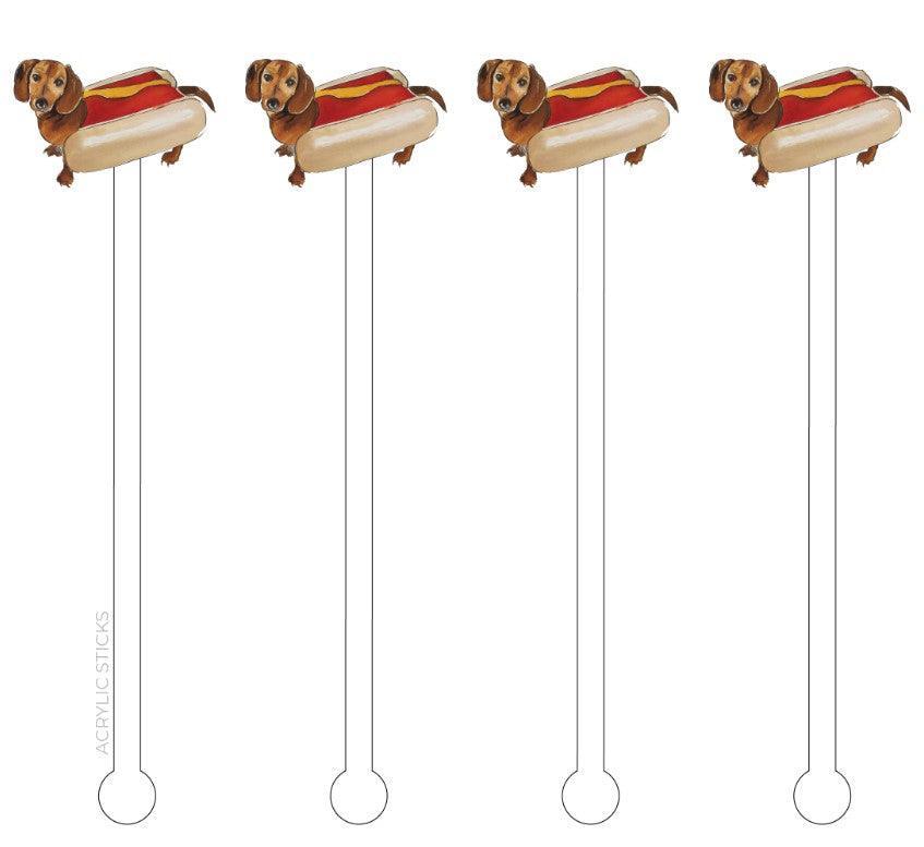 Hot Dog! Wiener Dog Acrylic Stir Sticks - Sorelle Gifts