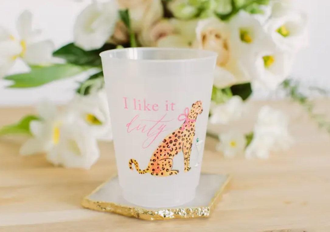I Like It Dirty Cheetah Martini Frosted Reusable Cups - Sorelle Gifts