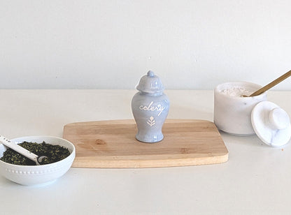 Chinoiserie Spice Jar Set 4 - onion, paprika, celery, sage, pepper, & coriander