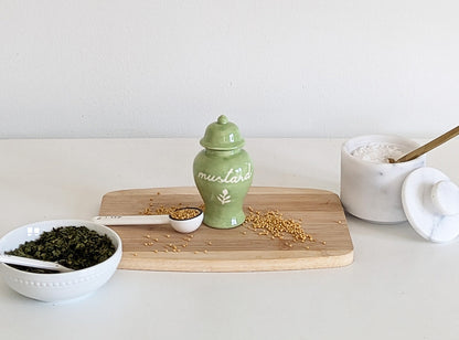 Chinoiserie Spice Jar Set 3 - mustard, parsley, marjoram, garlic, clove, and dill