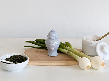 Chinoiserie Spice Jar Set 4 - onion, paprika, celery, sage, pepper, & coriander