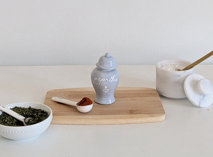 Chinoiserie Spice Jar Set 4 - onion, paprika, celery, sage, pepper, & coriander