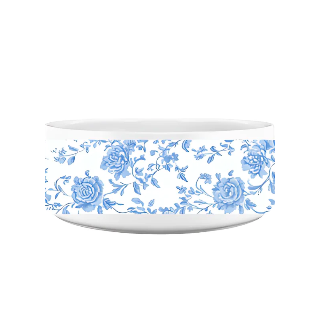 Tailored for Tails: Toile Treasures Pet Bowls - Blue - Sorelle Gifts