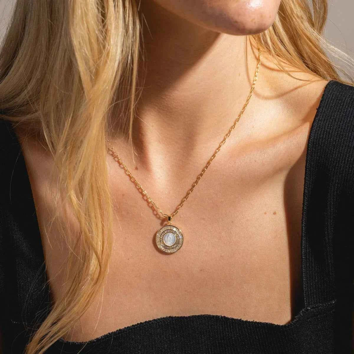Mother Mary Necklace - Pearl