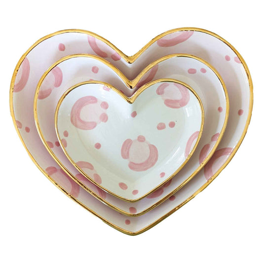 Leopard Print Heart Dishes with 22k Gold Trim