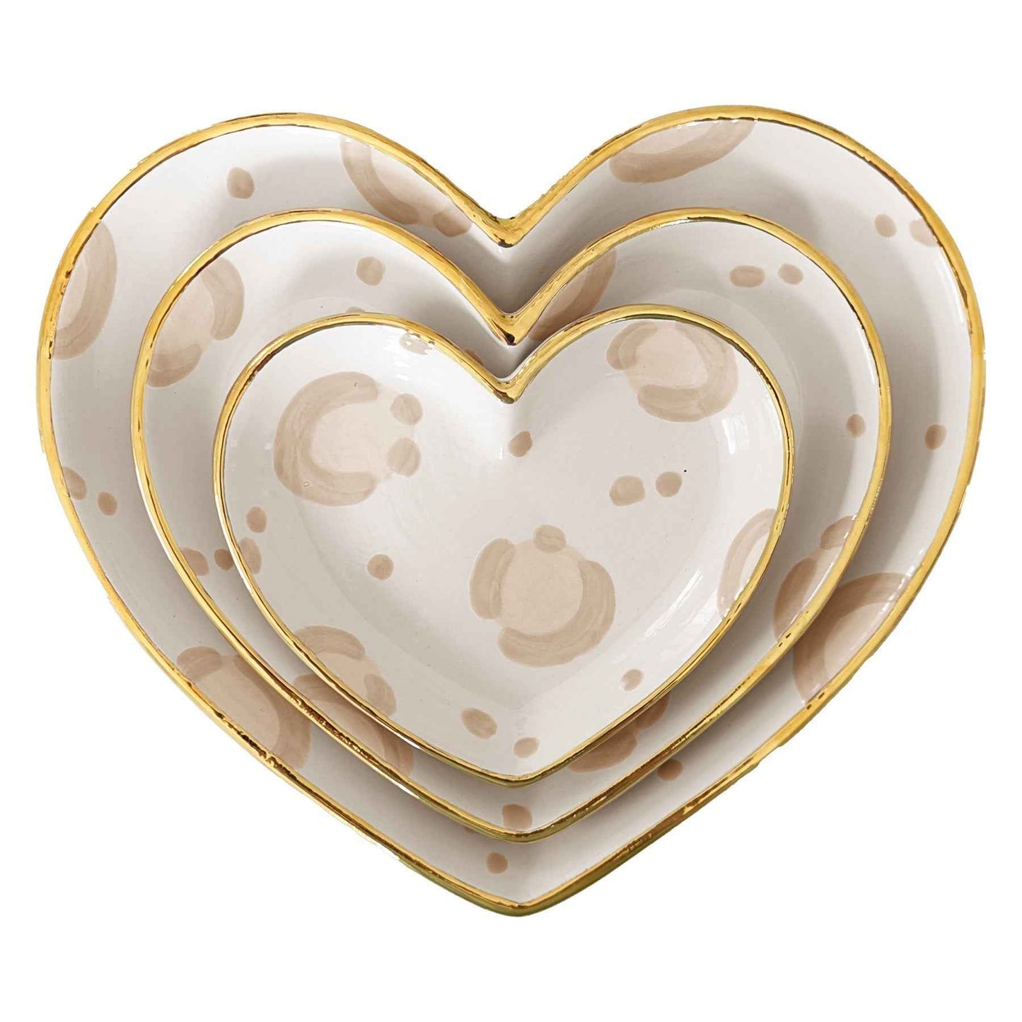 Leopard Print Heart Dishes with 22k Gold Trim