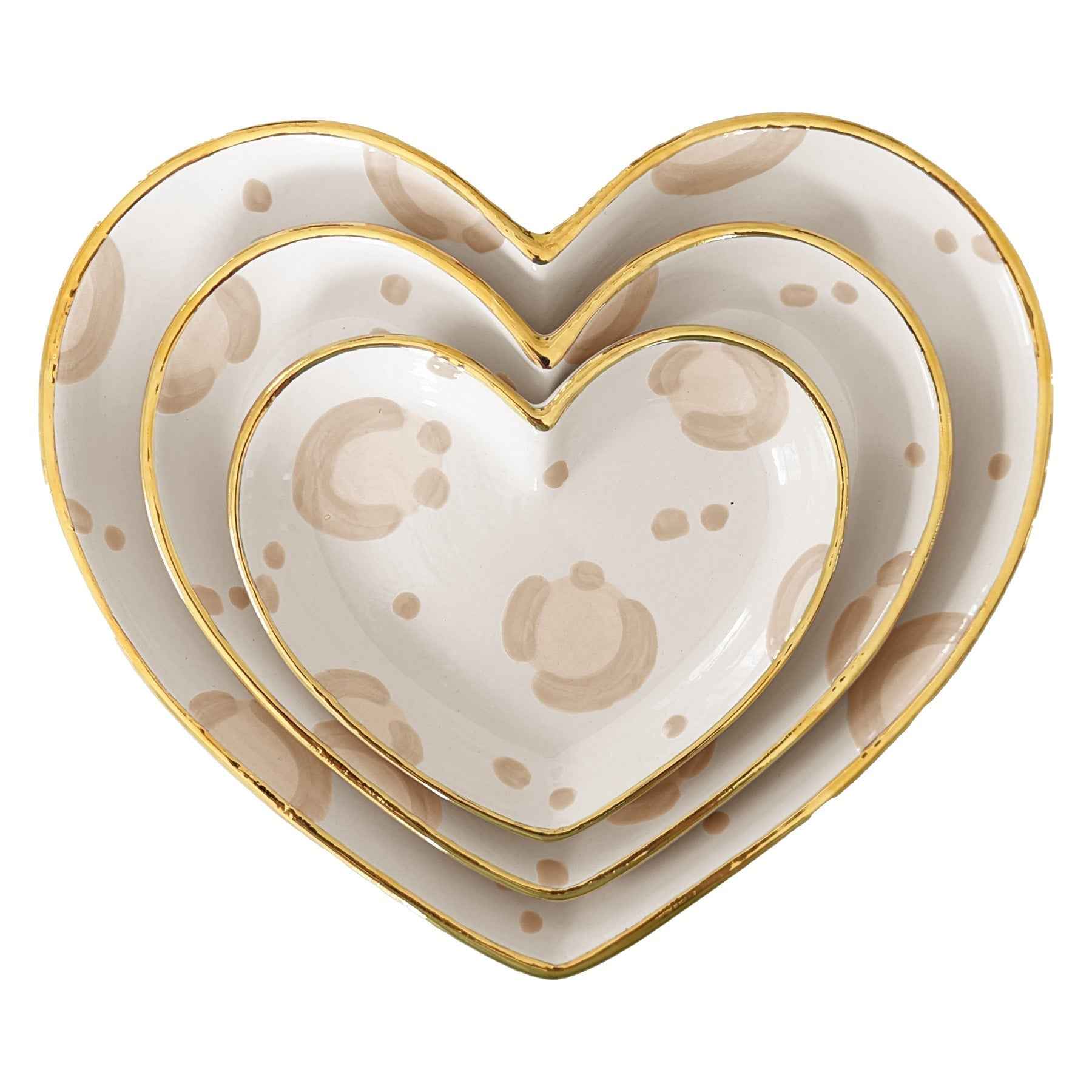 Leopard Print Heart Dishes with 22k Gold Trim