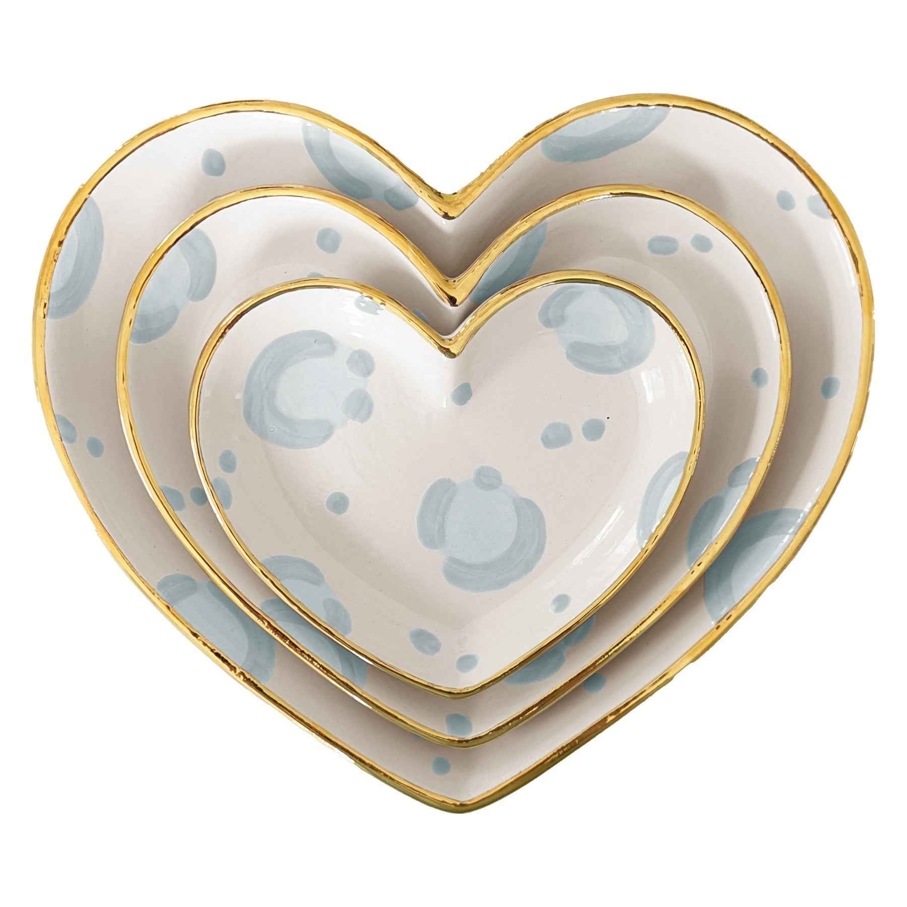 Leopard Print Heart Dishes with 22k Gold Trim