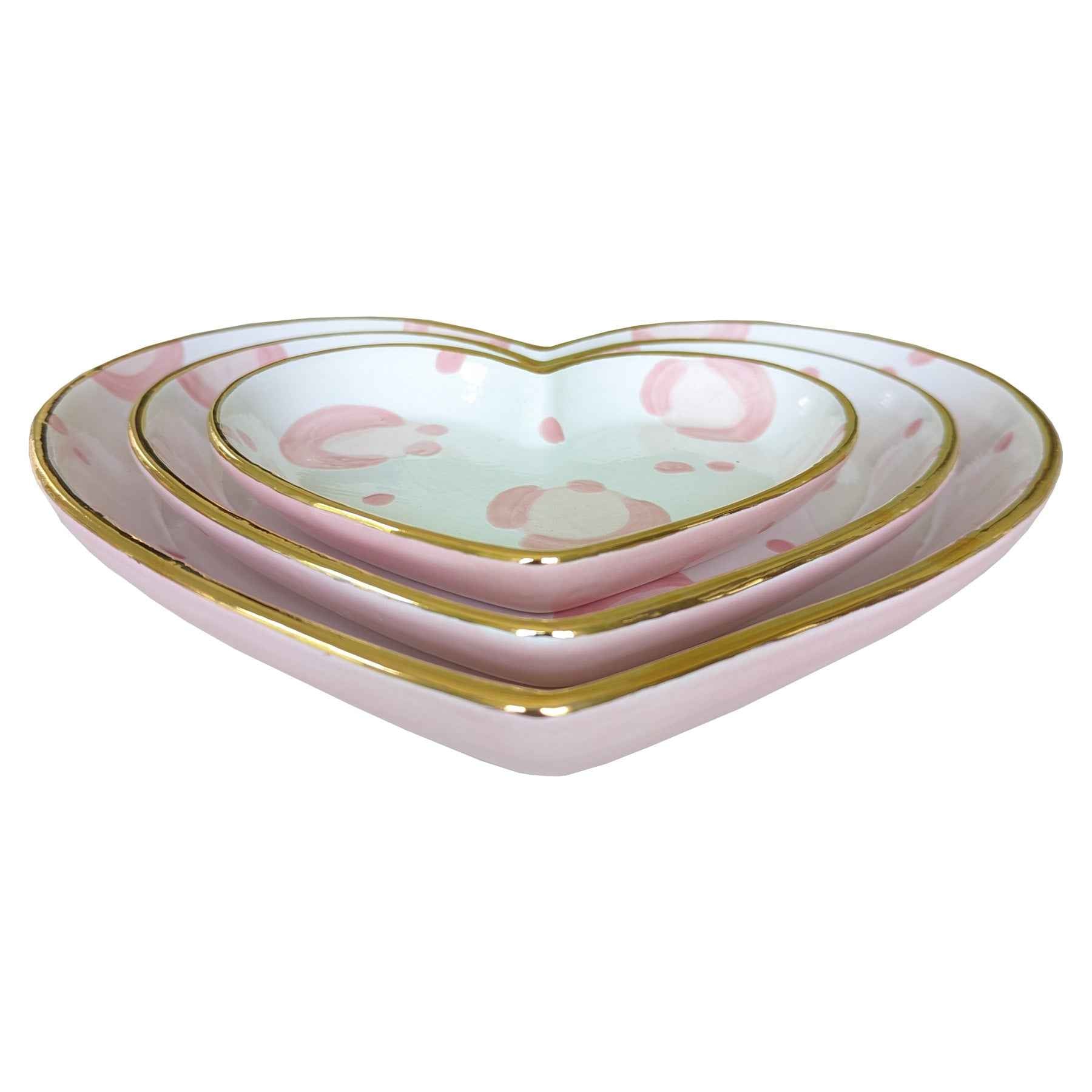 Leopard Print Heart Dishes with 22k Gold Trim