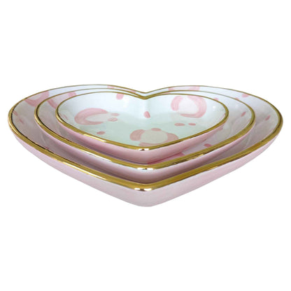 Leopard Print Heart Dishes with 22k Gold Trim