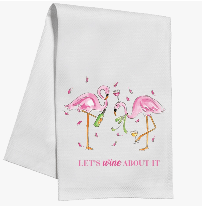 Let's Wine About it Flamingo Kitchen / Tea Towel - Sorelle Gifts