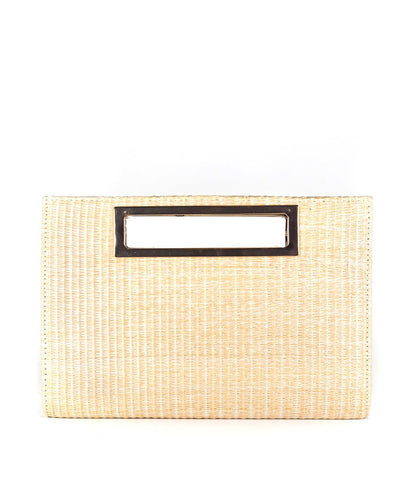 Chloe Clutch - Straw - Gold Charm