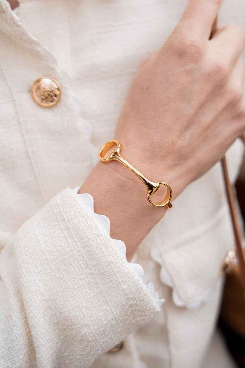 Gold Horse Bit Cuff - 18k Plated