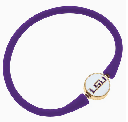 LSU Tigers Enamel Silicone Bali Bracelet - Purple