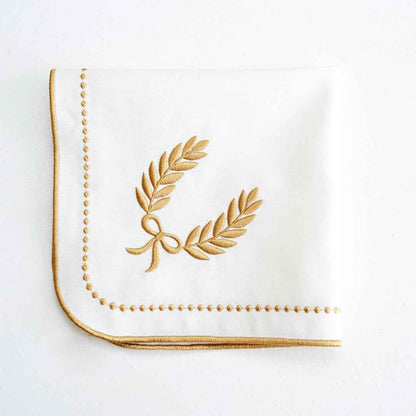 LUNA IVORY GOLD TRIM FABRIC PLACEMAT NAPKIN SET
