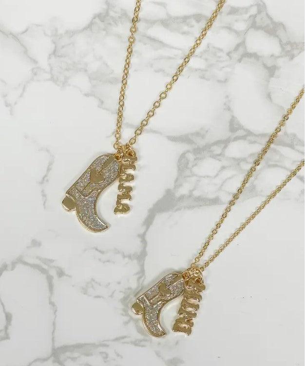 Mama & Mini Cowgirl Boot Necklace Set - Sorelle Gifts