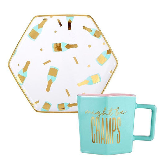 Might Be Champs Mug & Saucer Set - Sorelle Gifts