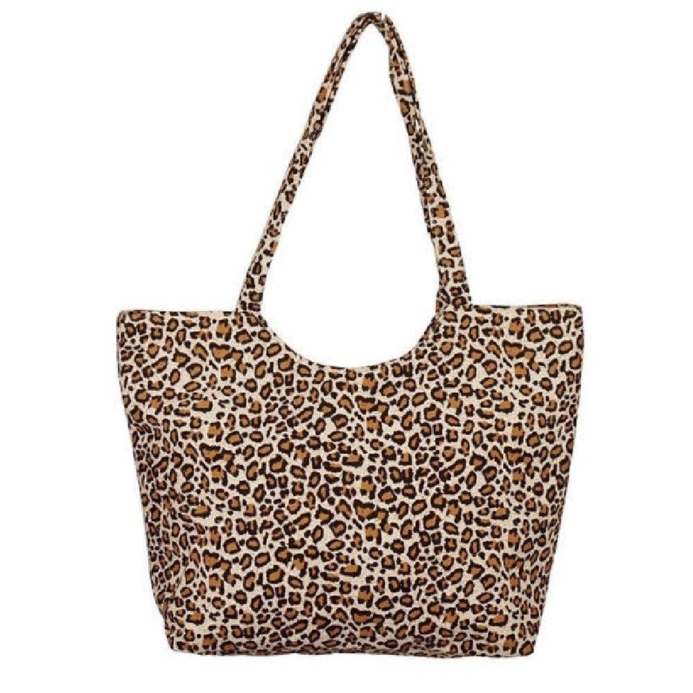 Mila Leopard Canvas Beach Tote - Sorelle Gifts