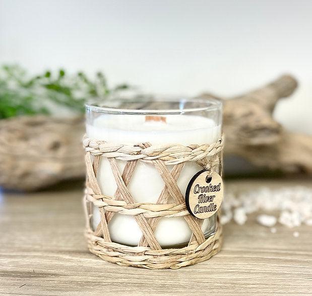 Natural Straw Rattan Wrap Candle - Sorelle Gifts