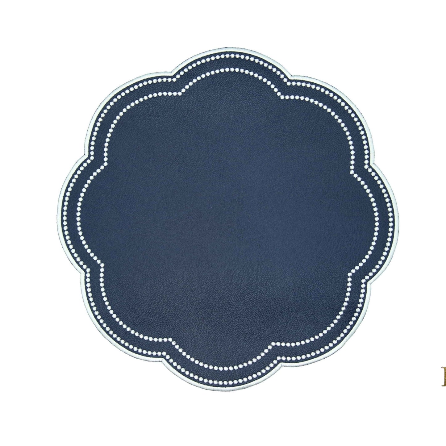 NURTURE BLUE SCALLOPED FAUX LEATHER PLACEMAT