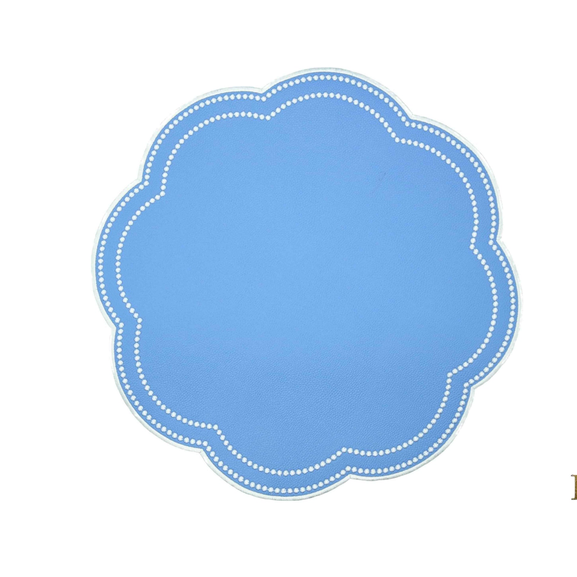 NURTURE LIGHT BLUE SCALLOPED FAUX LEATHER PLACEMAT