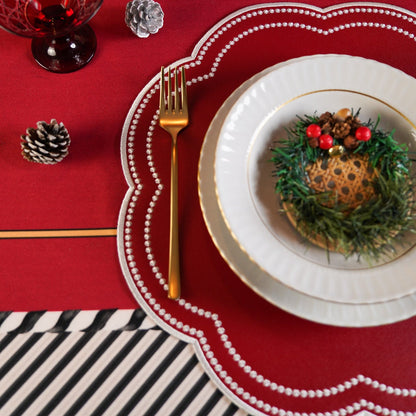 Nurture Red Scalloped Faux Leather Placemats