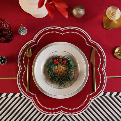 Nurture Red Scalloped Faux Leather Placemats