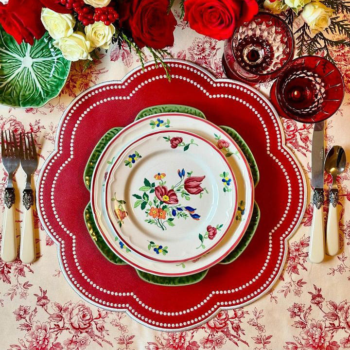 Nurture Red Scalloped Faux Leather Placemats