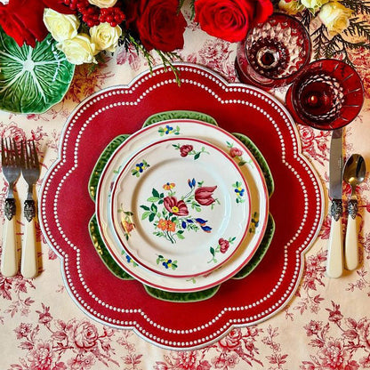 Nurture Red Scalloped Faux Leather Placemats