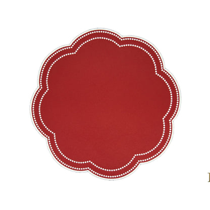 Nurture Red Scalloped Faux Leather Placemats
