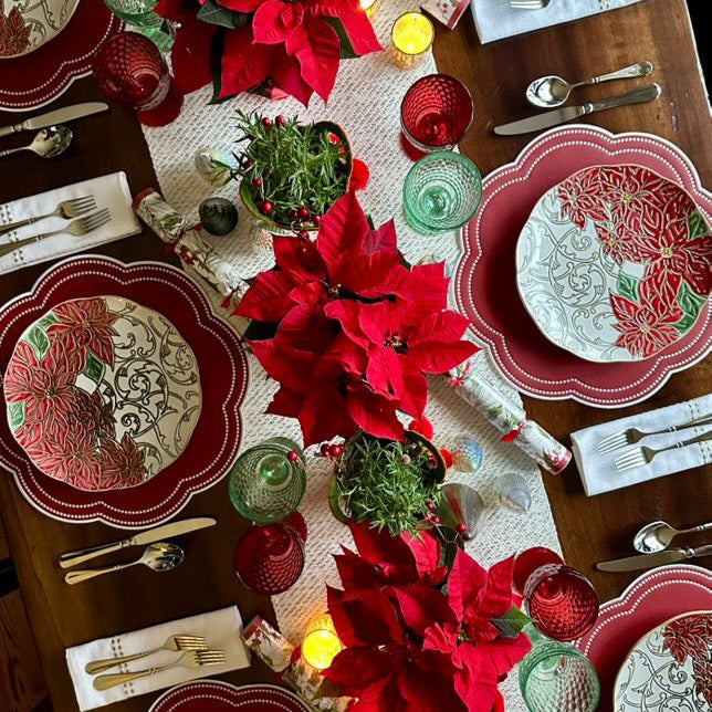 Nurture Red Scalloped Faux Leather Placemats