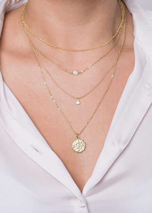 Opal & Gold Medallion Necklace - Sorelle Gifts