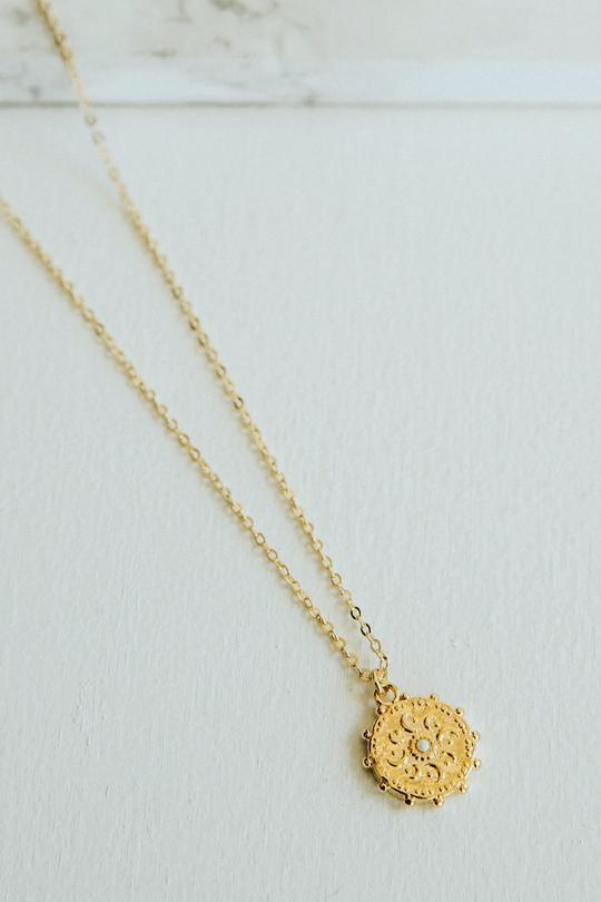 Opal & Gold Medallion Necklace - Sorelle Gifts