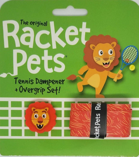 Racket Pets Tennis Overgrip Tape and Matching Shock Absorbing Dampener - Lion - Sorelle Gifts