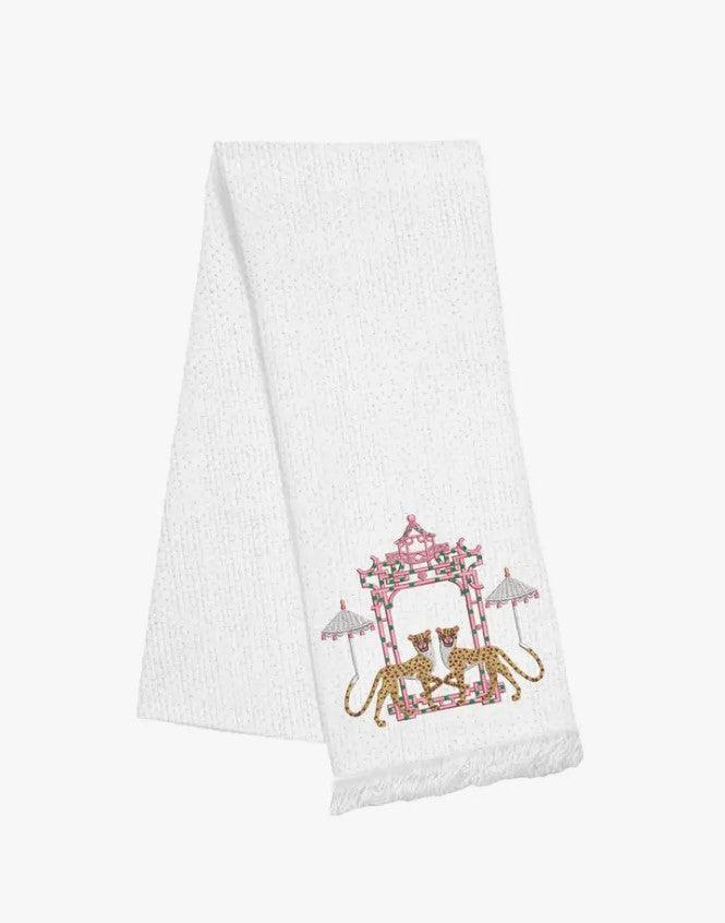 Seeing Double Cheetah Fringe Linen Towel - Sorelle Gifts