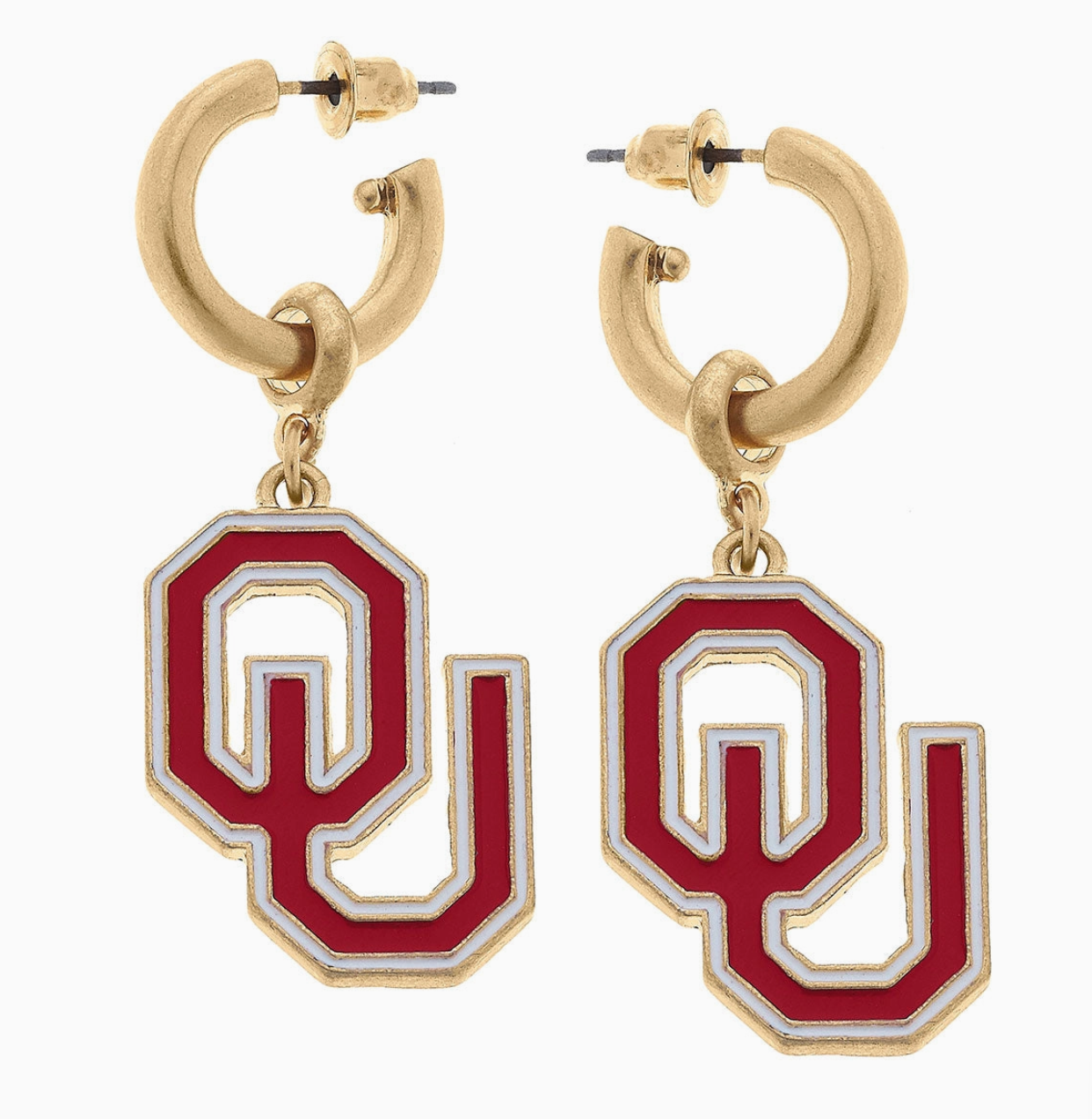 Oklahoma Sooners Drop Hoop Earrings