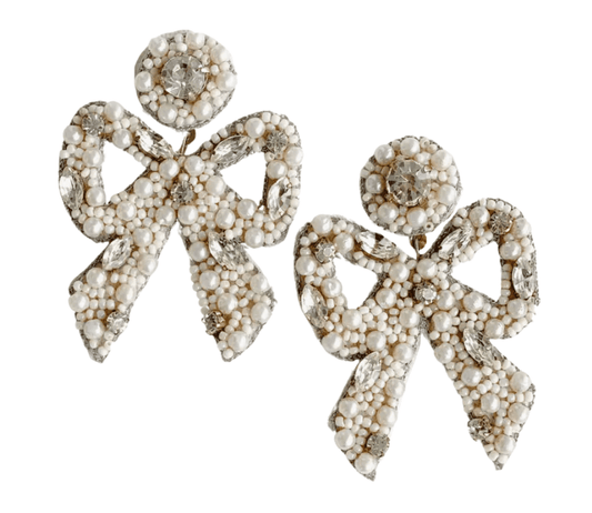 Southern Charm Pearl Beaded Bow Earrings - Sorelle Gifts