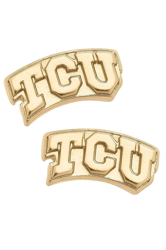 TCU Horned Frogs 24K Gold Plated Stud Earrings