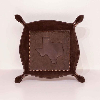 Texas Brown Leather Embossed Valet Tray - Sorelle Gifts