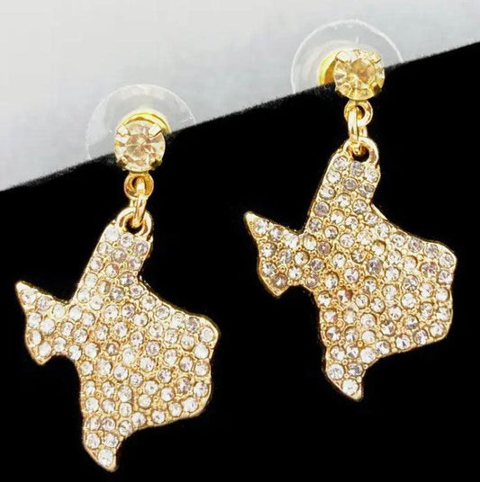 Texas Gold Rhinestone Crystal Earrings - Sorelle Gifts