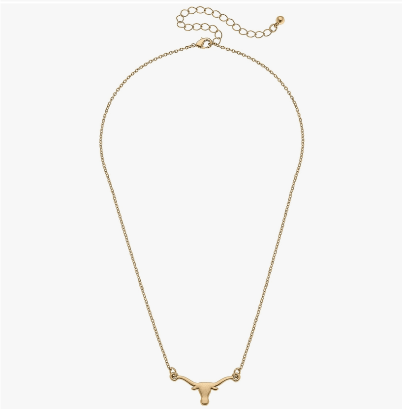 Texas Longhorn 24K Gold Plated Necklace - Sorelle Gifts