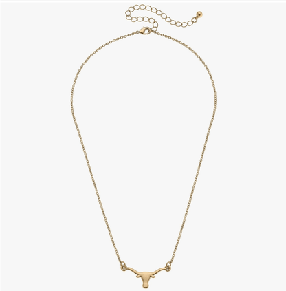 Texas Longhorn 24K Gold Plated Necklace - Sorelle Gifts