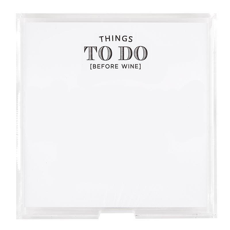Things to do Before Wine Square Notepaper in Acrylic Tray - Sorelle Gifts