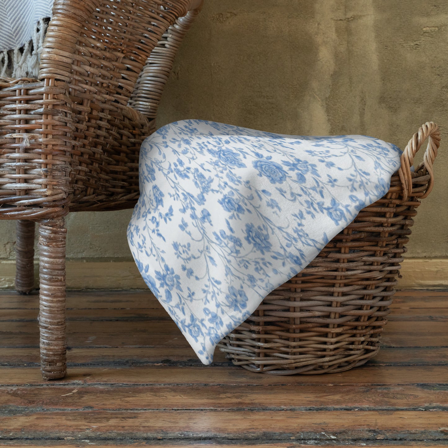 Heirloom Collection Blue Toile Throw Blanket