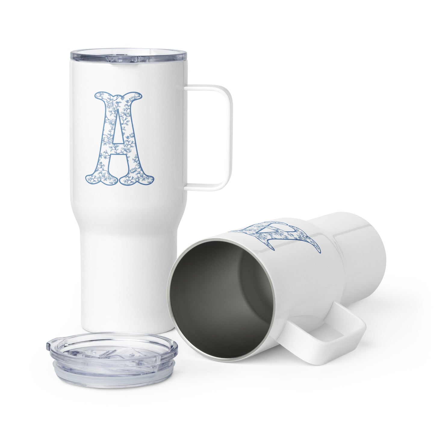 Chinoiserie Charm Monogram Travel Mug - Sorelle Gifts